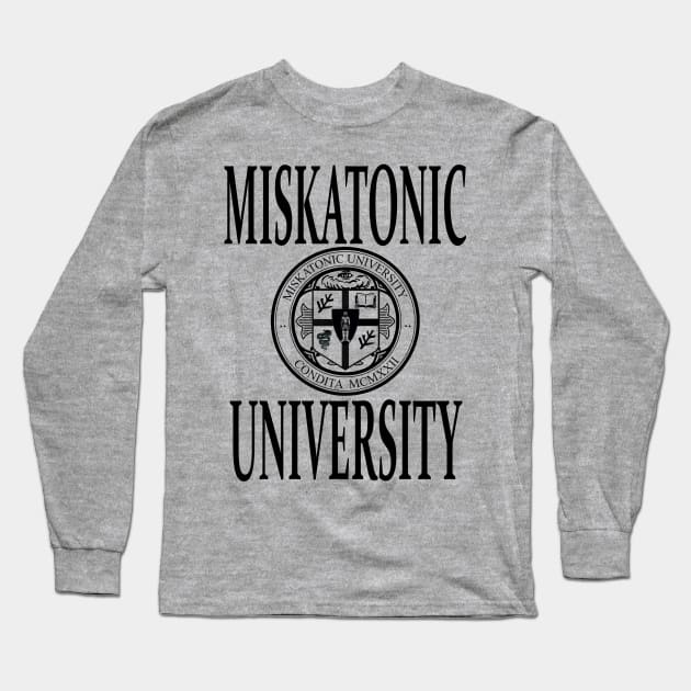 Miskatonic University Logo with Text Long Sleeve T-Shirt by asimplefool